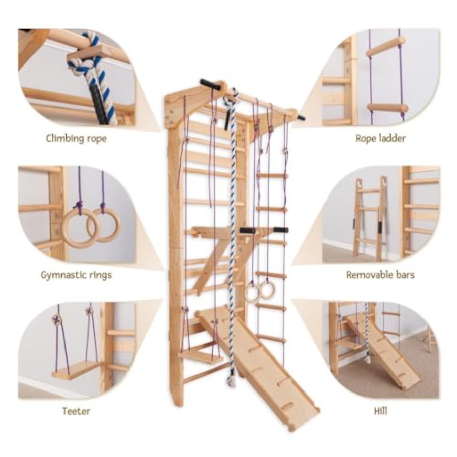Swedish Ladder Wall Bars for h - Gymnastic Rings Wooden recension och pris